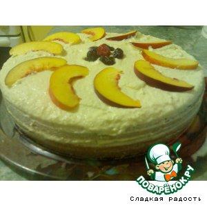 Рецепт: Бисквитный торт с персиками!