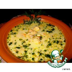 Рецепт: Сырный суп с сeмгой и кабачком