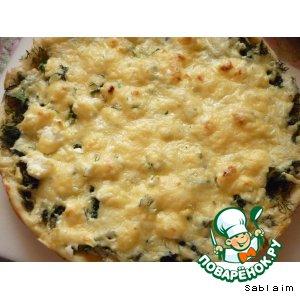 Рецепт: Пирог с зеленью и сыром двух сортов