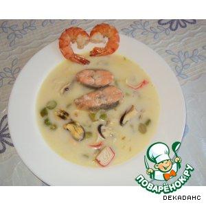 Рецепт: Суп со спаржей и морепродуктами