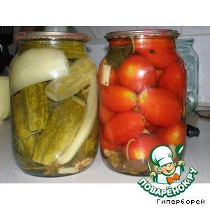 Рецепт: Консервированные огурцы и помидоры