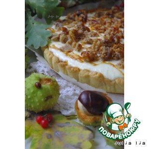 Рецепт: Пирог с творожной начинкой и засахаренными каштанами "Каштаны. Осень. Карамель"