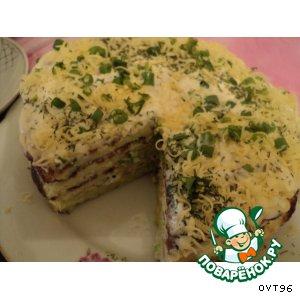 Рецепт: Закусочный торт Слоеный кабачок
