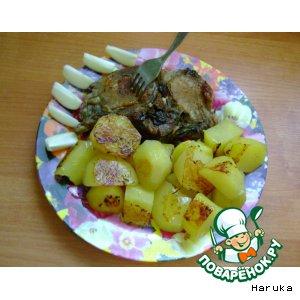 Рецепт: Обед великана-антрекот с картофелем в мультиварке
