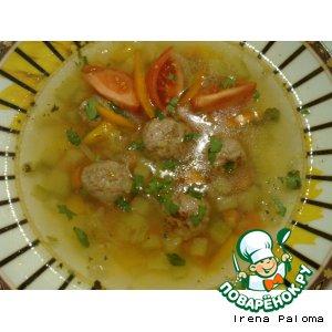 Рецепт: Итальянский суп Минестроне с фрикадельками