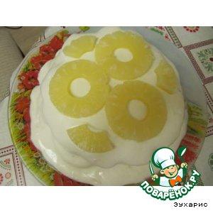 Рецепт: Торт сметанник с ананасами