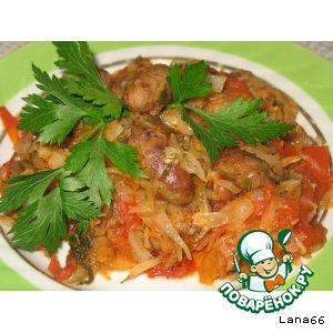 Рецепт: Капуста  с  куриными  сердечками от  Ланы