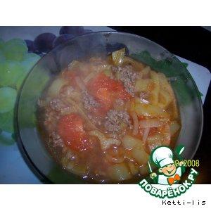 Рецепт: Томатный суп с фаршем Мексиканские мотивы