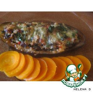 Рецепт: Баклажановые "лодочки", запеченные с овощами