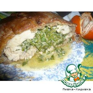Рецепт: Курица, фаршированная петрушкой,  в ржаном тесте "Добрый Папа"