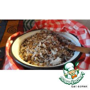 Рецепт: Гречнево-рисовая каша с грибным ассорти