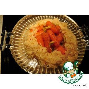 Рецепт: Морковь в апельсиновом  мармеладе с рисом