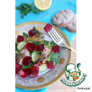Рецепт: Рыбный салат со свекольным желе