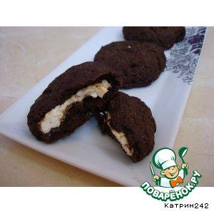 Рецепт: Шоколадные гипоаллергенные печенюшки с творожной начинкой