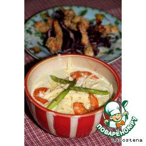 Рецепт: Крем-суп из цукини с креветками