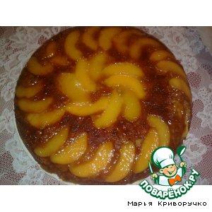 Рецепт: Постный персиковый пирог-перевeртыш