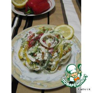 Рецепт: Салат с творогом и кальмарами
