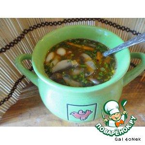 Рецепт: Фасолевый суп с грибами и копченостями