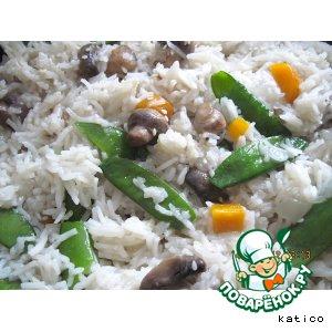 Рецепт: Рис с молодым зеленым горошком и грибами