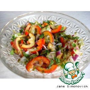 Рецепт: Салат из сладкого перца с соленым огурцом