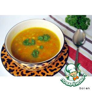 Рецепт: Пряный овощной суп с тыквой и нутом