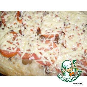 Рецепт: Пицца грибная с курочкой