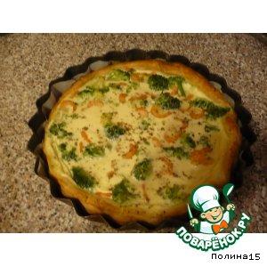 Рецепт: Пирог  с брокколи и креветками
