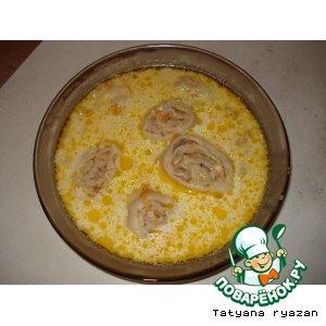 Рецепт: Сырный суп с пельменями