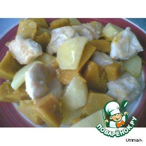 Рецепт: Курица с тыквой и картофелем Золотая осень