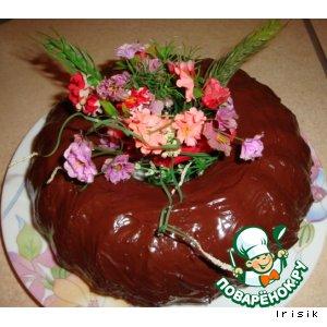 Рецепт: Мраморный кекс  с шоколадной глазурью