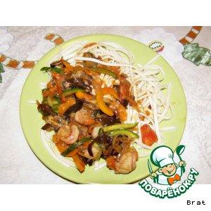 Рецепт: Креветки в устричном соусе по-китайски