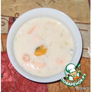 Рецепт: Сливочный суп из морепродуктов