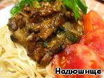 Спагетти с куриной печенью и овощами ингредиенты