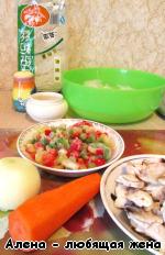 Фунчоза с курицей, грибами и овощами ингредиенты