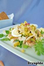 Теплый салат из кальмаров, минтая и орзо ингредиенты